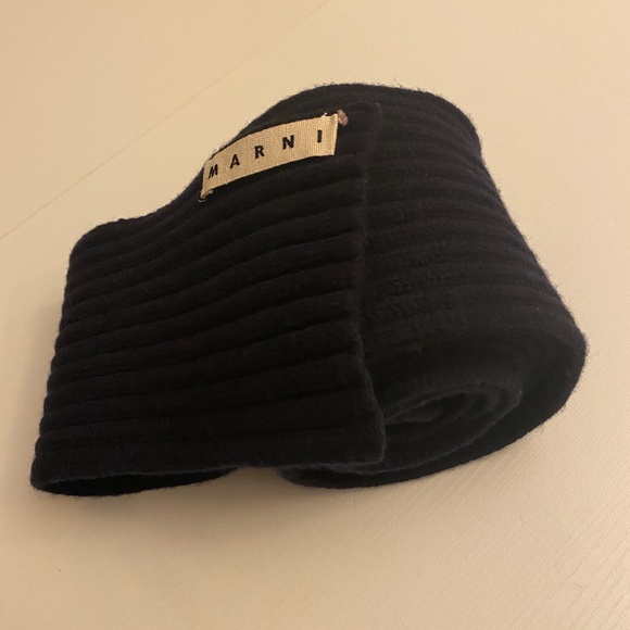 Marni Men's Vintage Braided Cable Knit Scarf Navy Blue O/S - Picture 3 of 7